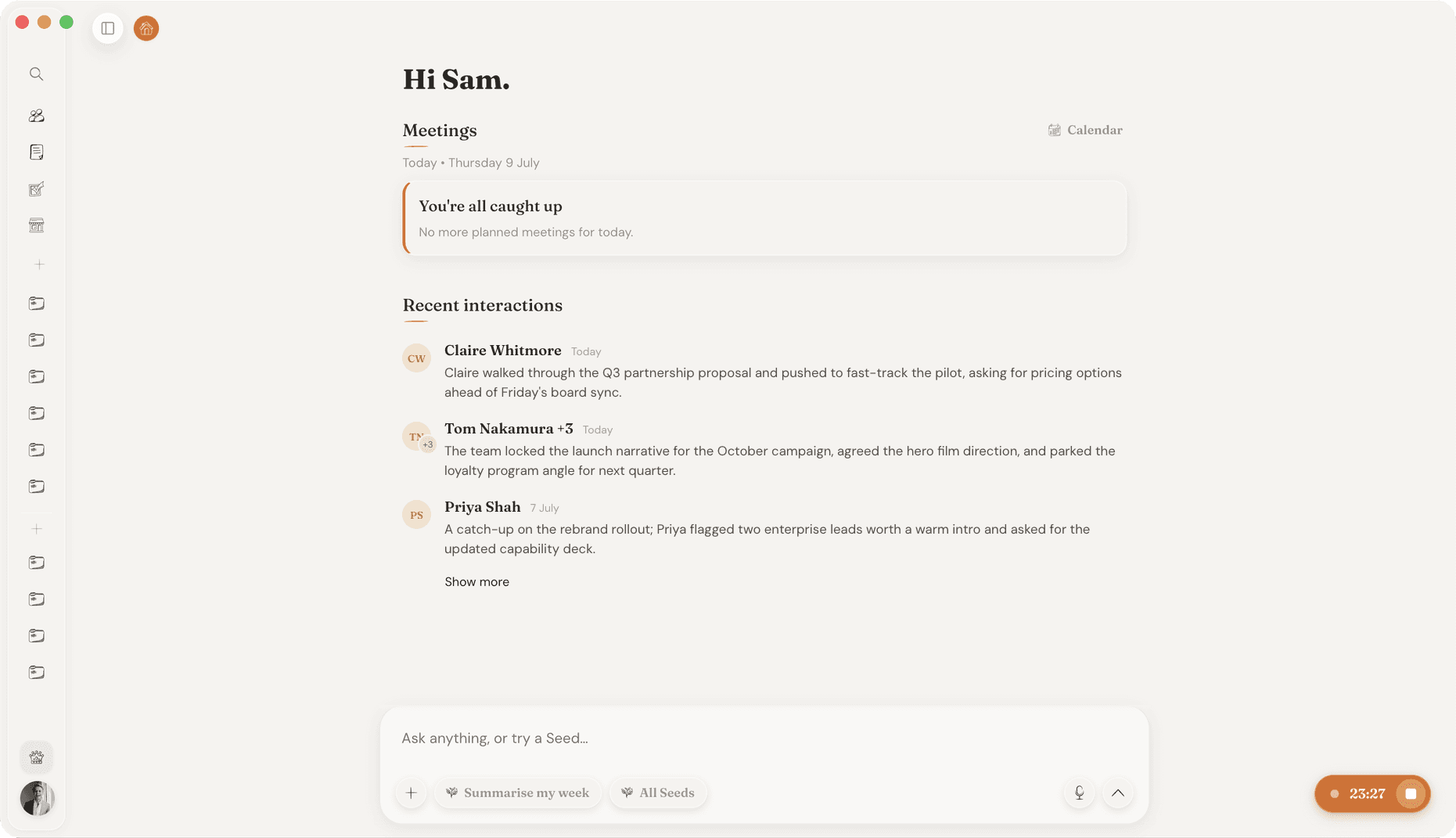 Finche for Mac — home view